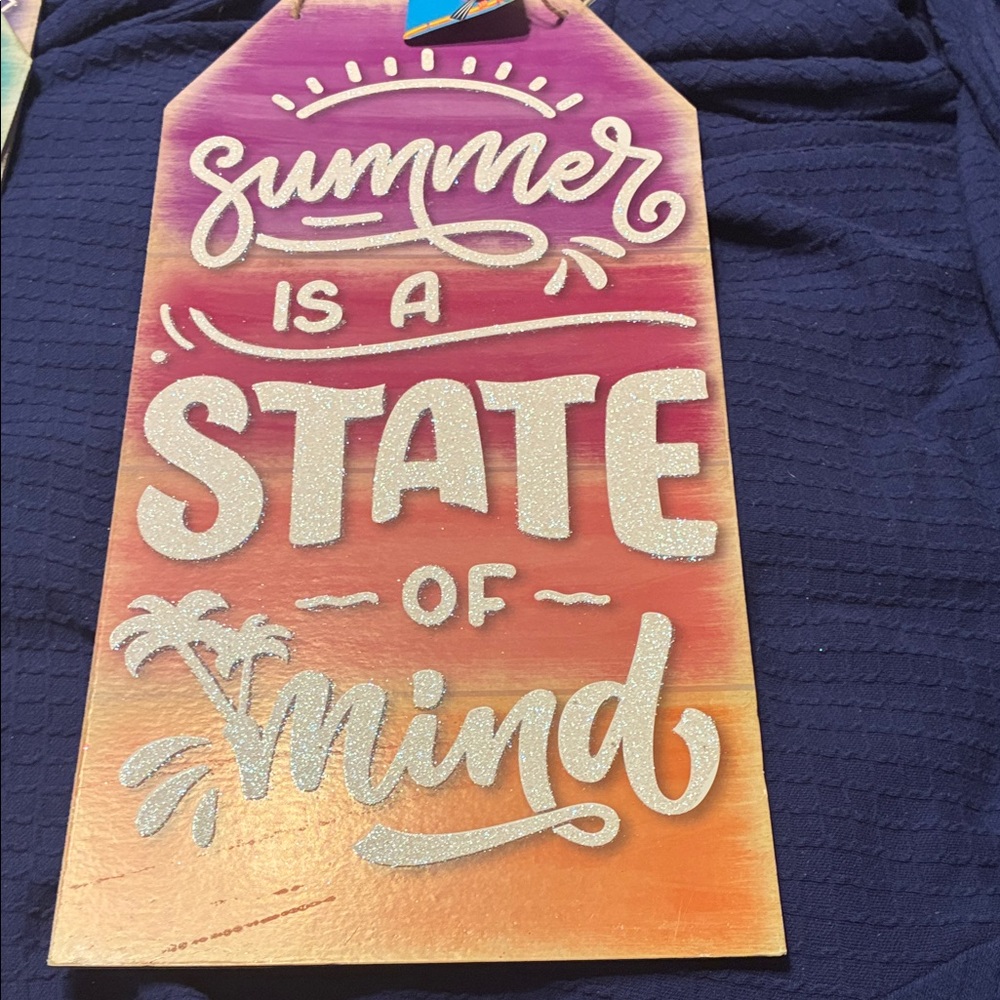 Summer Is A State Of Mind Pink Orange Ombre Wall Sign